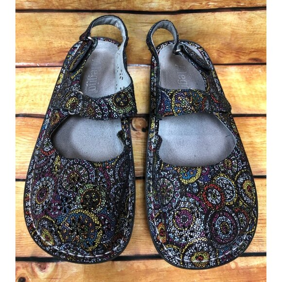 Alegria Jemma JEM-325 Black Multi Spiral Mary Jane Sandals Womens 38 (5r53) - Picture 1 of 7